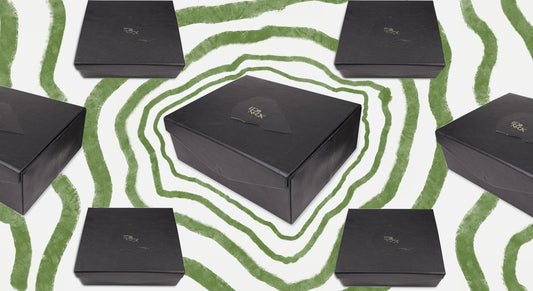 Multiple black Econock branded boxes on white background with green concentric circle pattern