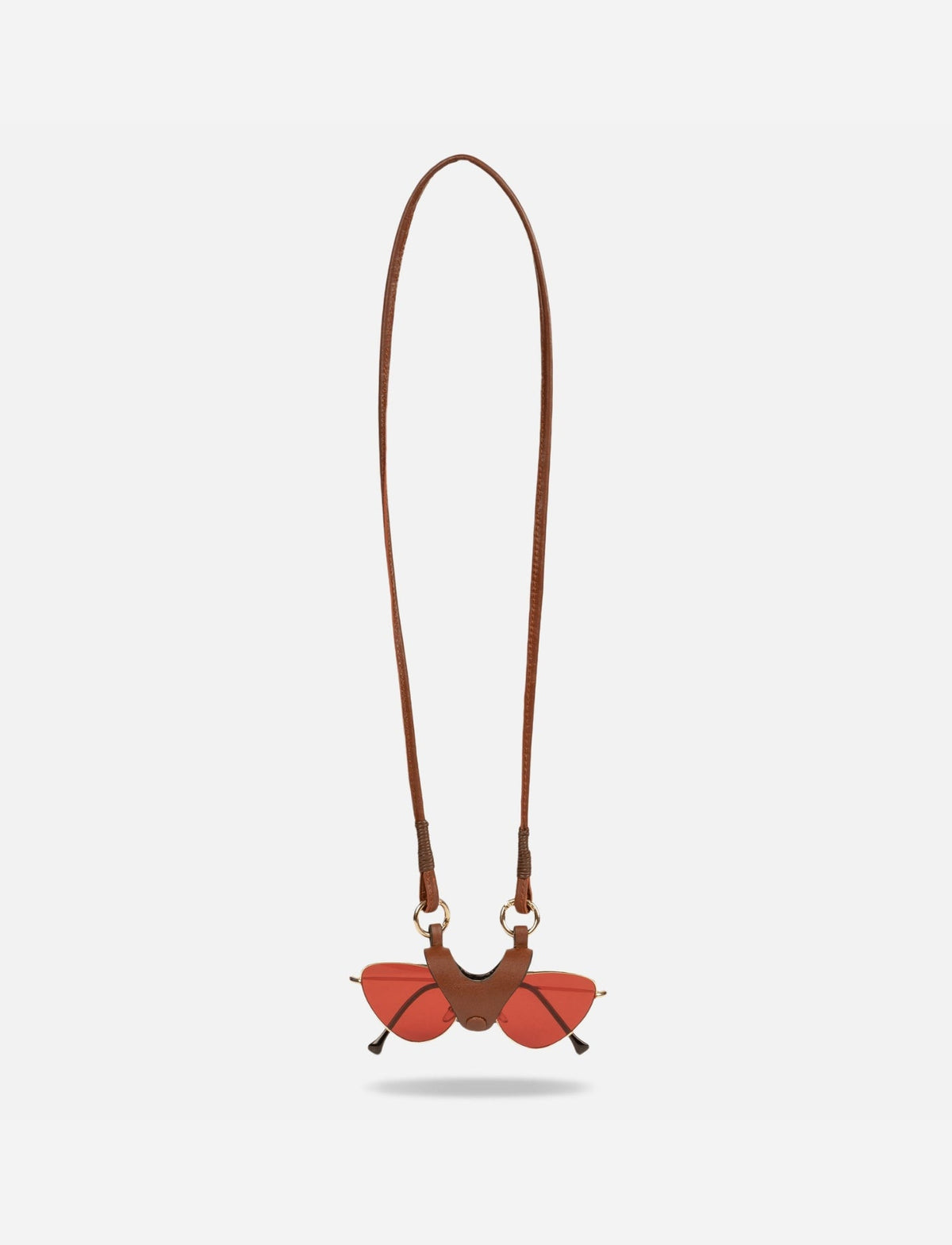 Designer Eyewear accessory Sunglass case holder Brown Tan  with lanyard 