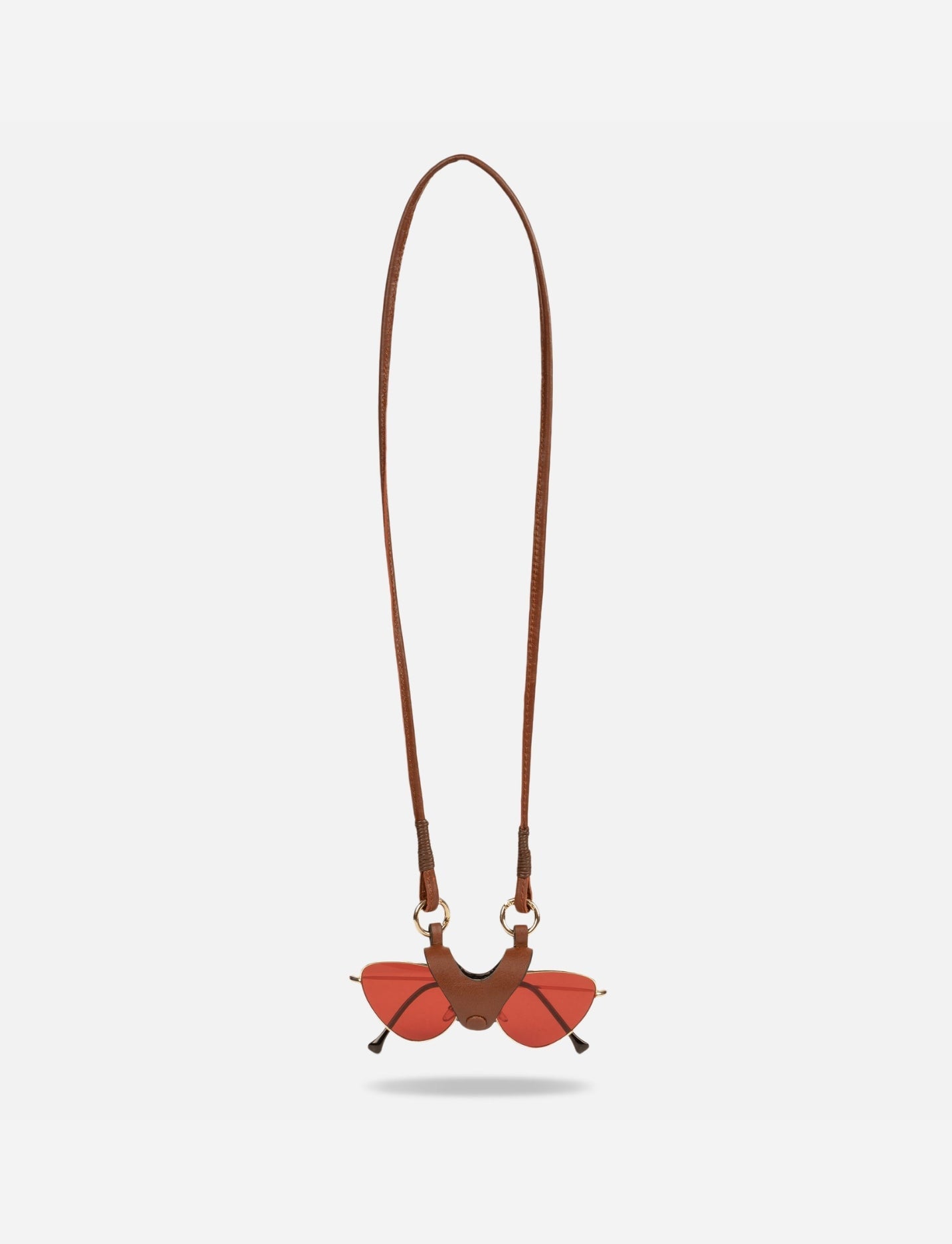 Designer Eyewear accessory Sunglass case holder Brown Tan  with lanyard 