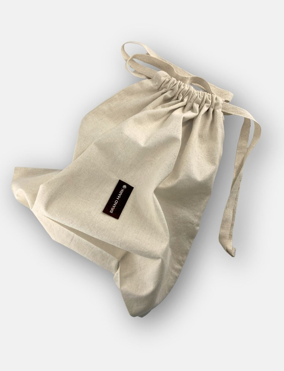 Medium Cotton Drawstring Pouch with leather