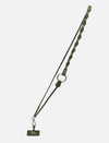 Timeless olive green leather phone sling with braided detailing and metal rings handcrafted in India