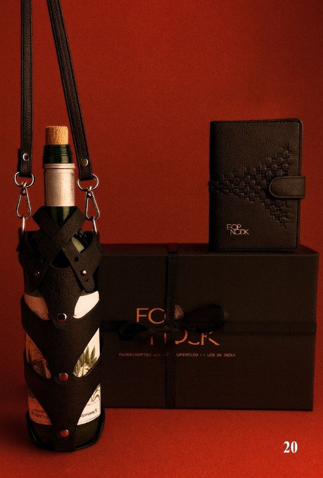 Leather Wine case and Passport Cover Gift Set