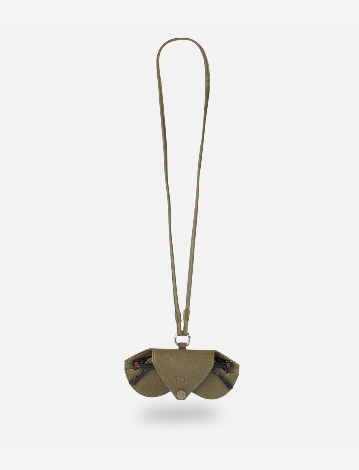 Designer leather Eyewear case Sunglass case Green Oilve with lanyard