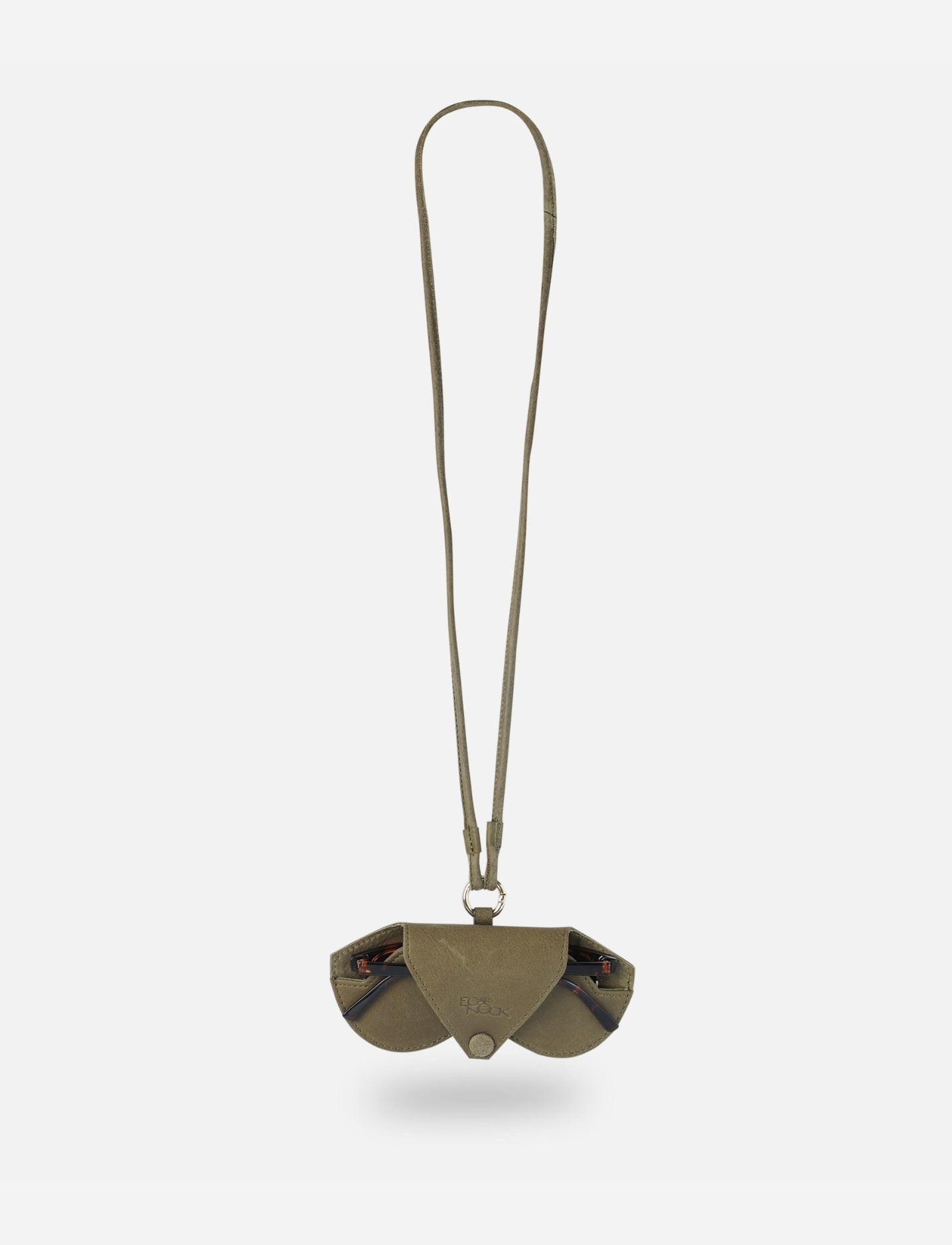 Designer leather Eyewear case Sunglass case Green Oilve with lanyard