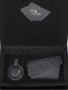 Black luxury leather wallet and keychain set in EcoNook branded black velvet box