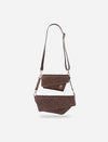 Dark brown woven leather crossbody bags with adjustable strap, handcrafted accessory