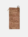 Compact rectangular cork leather wallet with zipper and metal ring attached